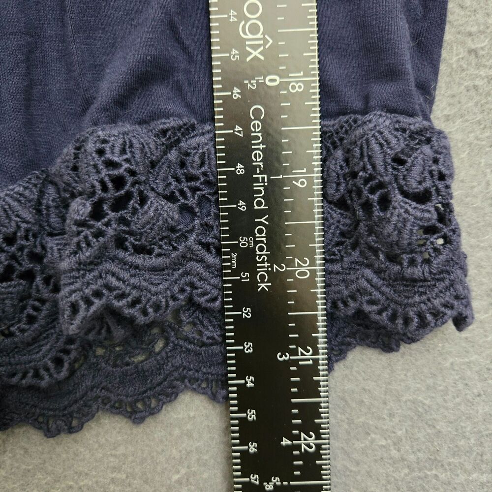 Chico's Women 3 US 16 Lace Front Knit Top Deep Navy Blouse - Picture 11 of 11